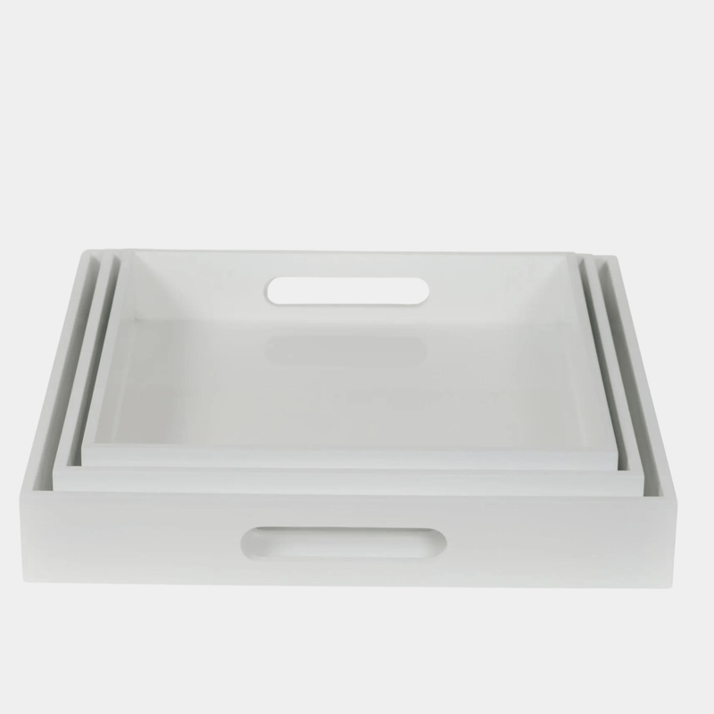 White Lacquer Square Serving Tray