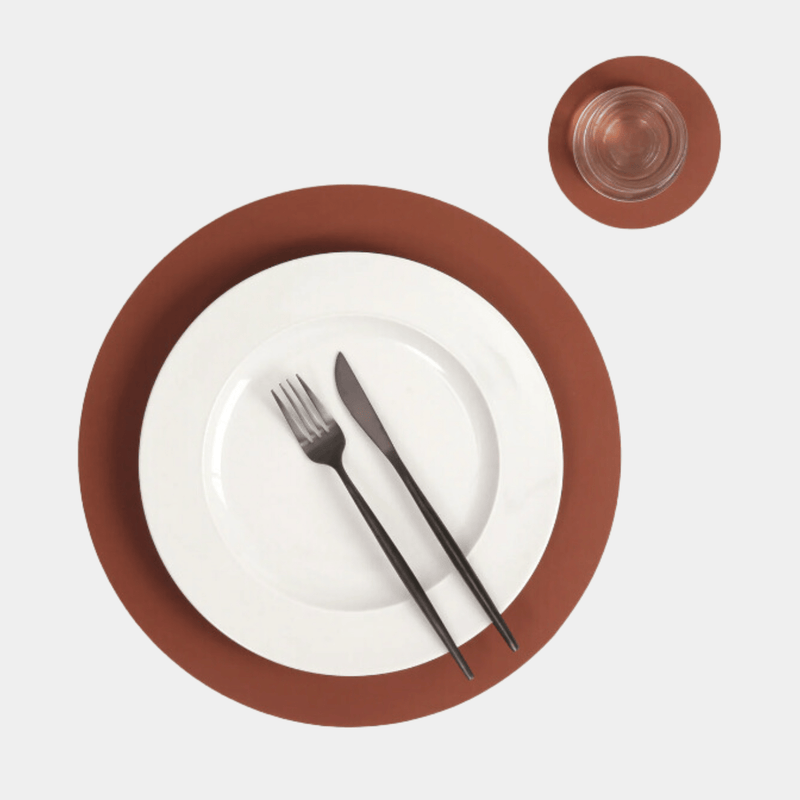 Recycled Leather Placemat Round in Cocoa