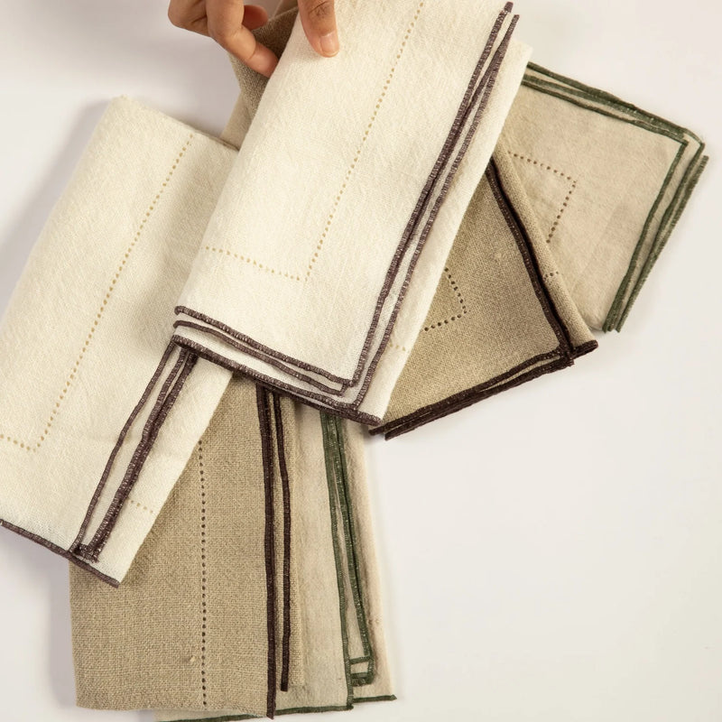 Linen Napkins with Contrast Piping