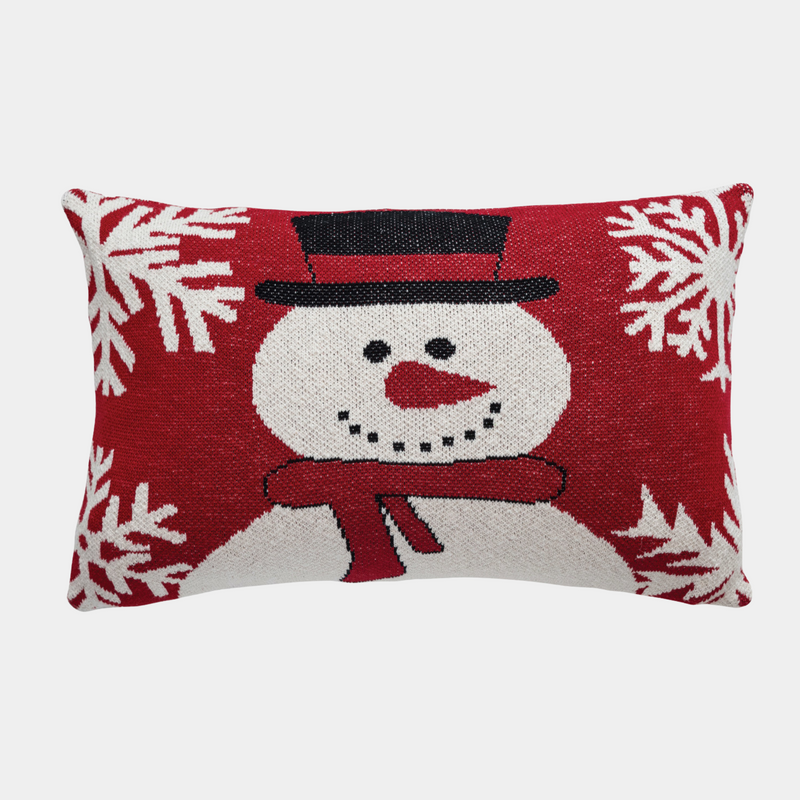 Snowman and Snowflakes Pillow