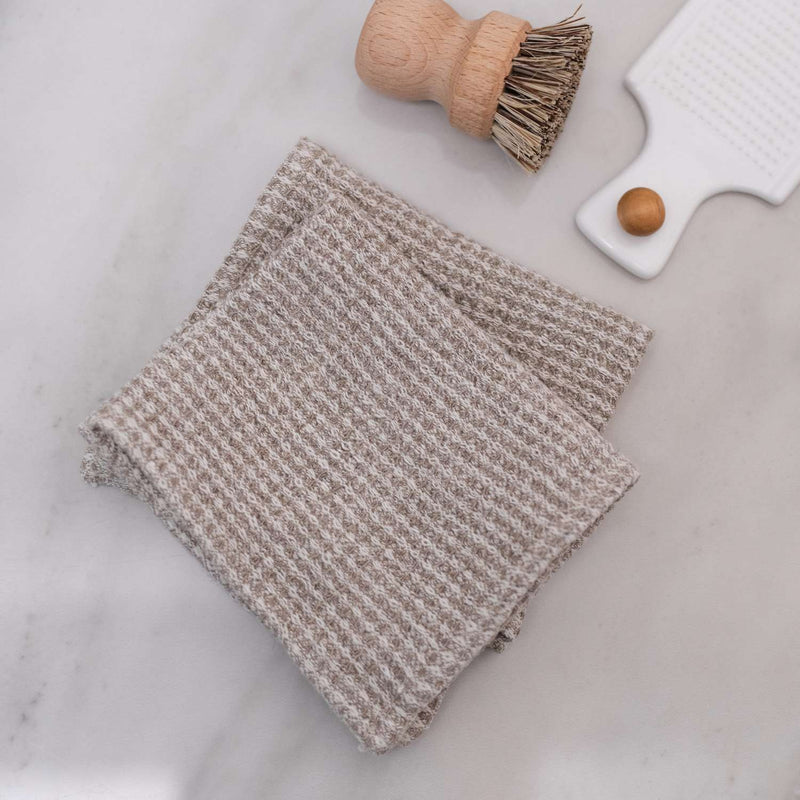 Natural Waffle Dish Towel Set of 2