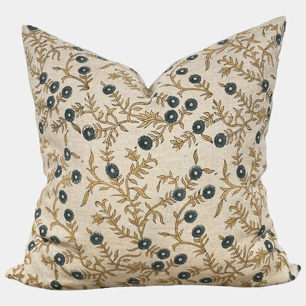 Yellow and Natural Floral Pillow