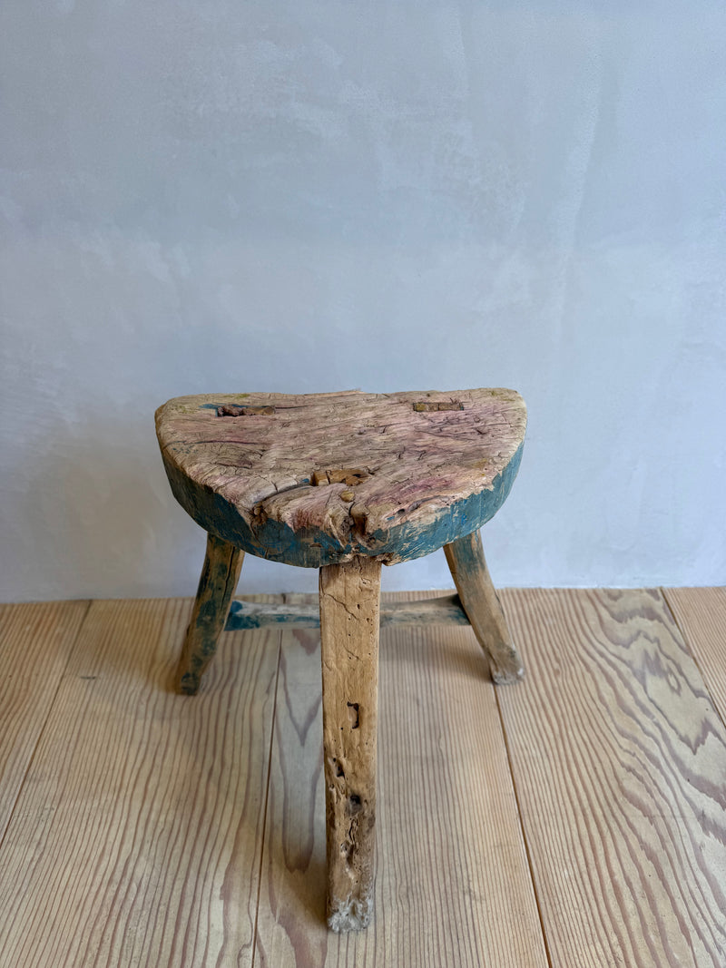 Half Moon Elm Wood Stool