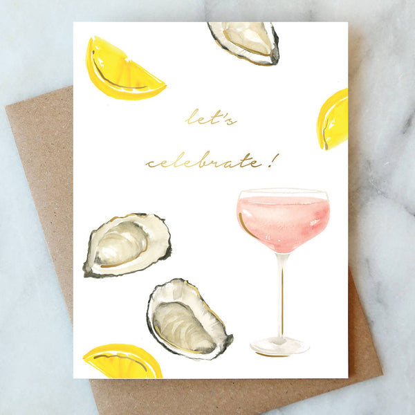 Oysters and Rose Celebration Greeting Card | Cheers Congrats