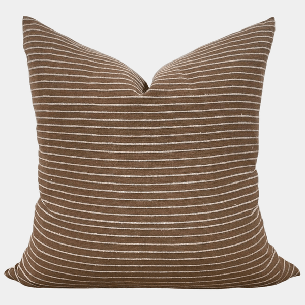 Brown and Cream Striped Pillow