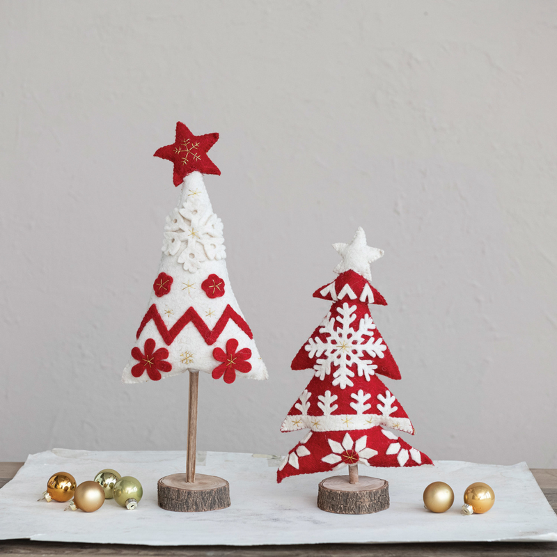 White Embroidery Felt Christmas Tree