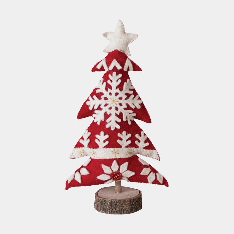 Red Embroidery Felt Christmas Tree