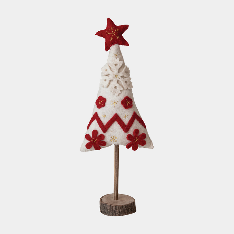 White Embroidery Felt Christmas Tree