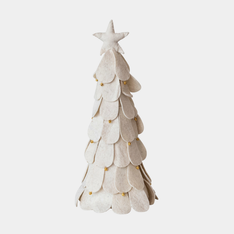 White Felt Christmas Tree w/ Bells