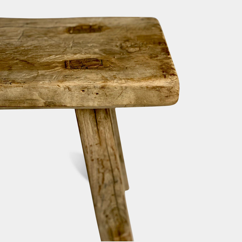 Vintage Rectangle Elm Wood Stool