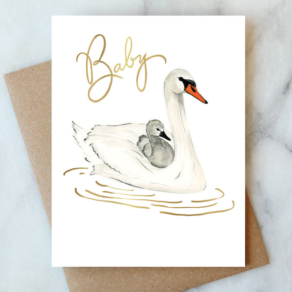 Swans Baby Greeting Card | New Mom Baby Card