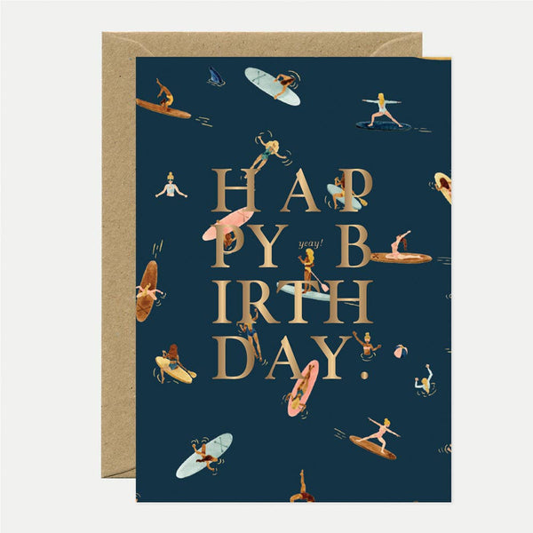 Gold Happy Birthday Paddle Card