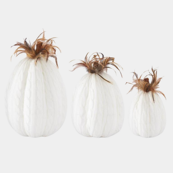 White Knit and Feather Gourd