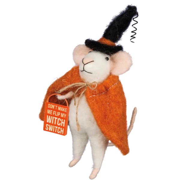 Felt Orange Witch Mouse