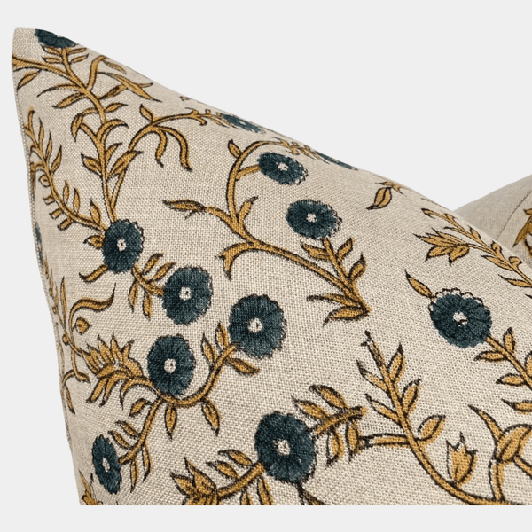 Yellow and Natural Floral Pillow