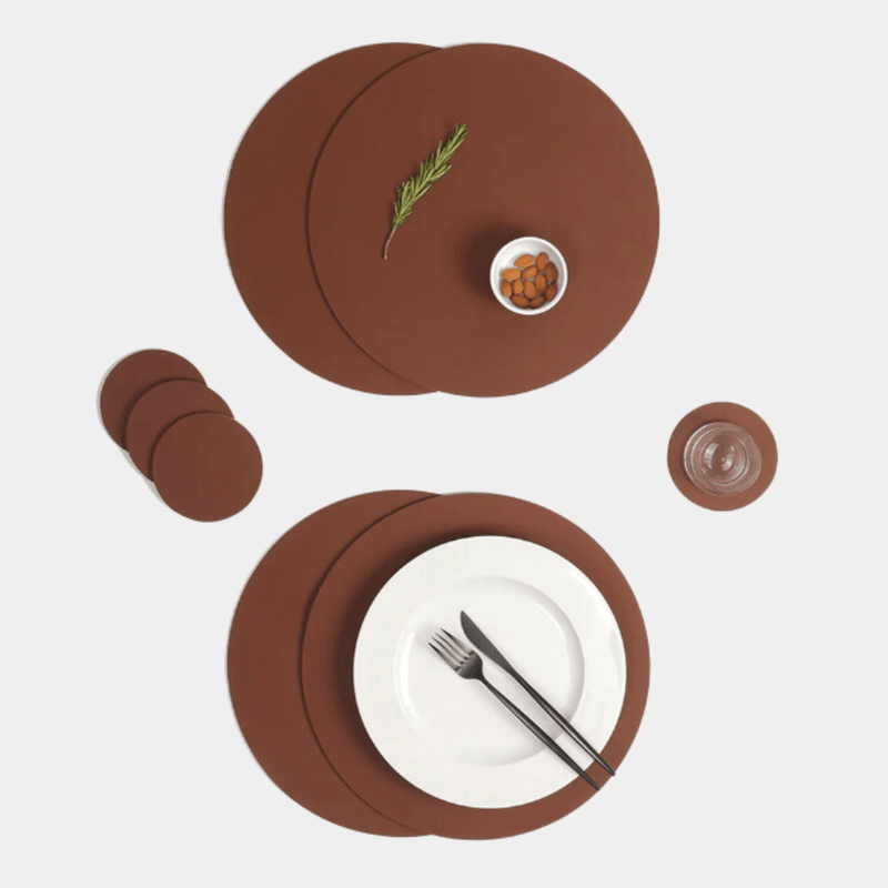 Recycled Leather Placemat Round in Cocoa