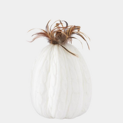 White Knit and Feather Gourd