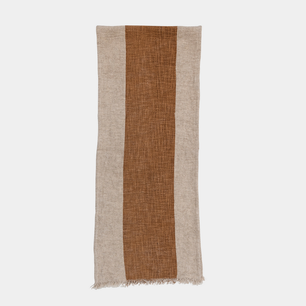 Natural and Brown Linen Table Runner