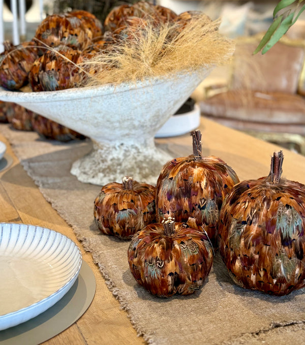 Orange and Brown Feather Pumpkin