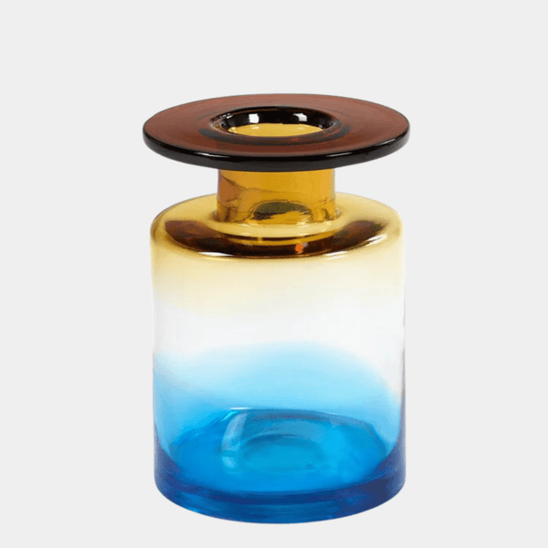 Modern Aqua and Amber Vase in Medium