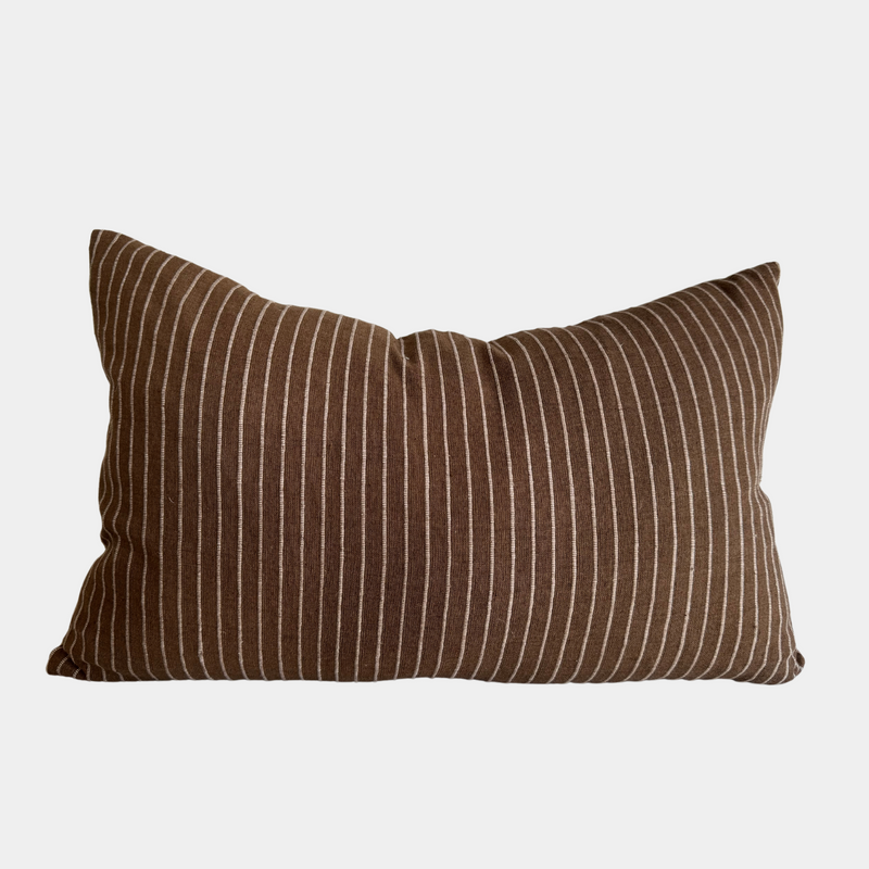 Brown and Cream Striped Pillow