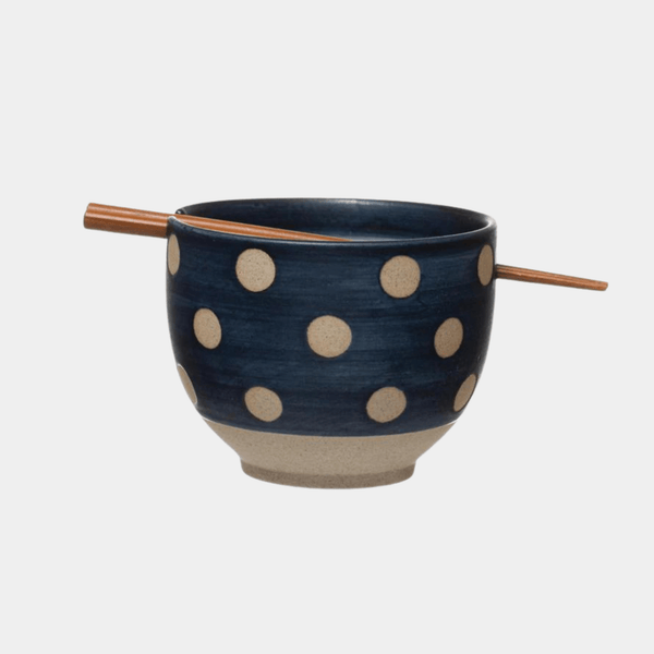 Stoneware Bowl with Chopsticks Set