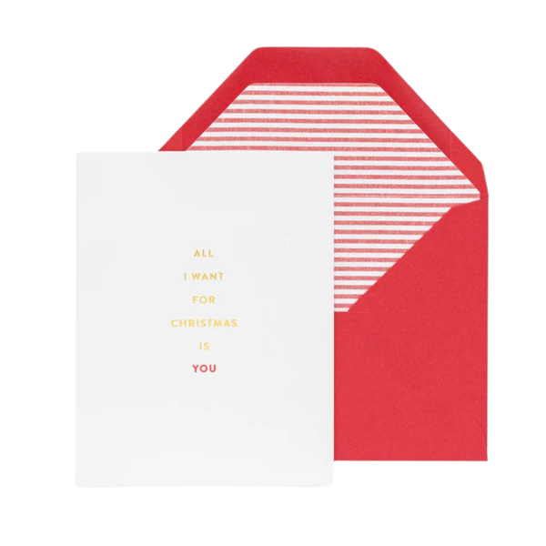 All I Want For Christmas Is You Stripe Greeting Card