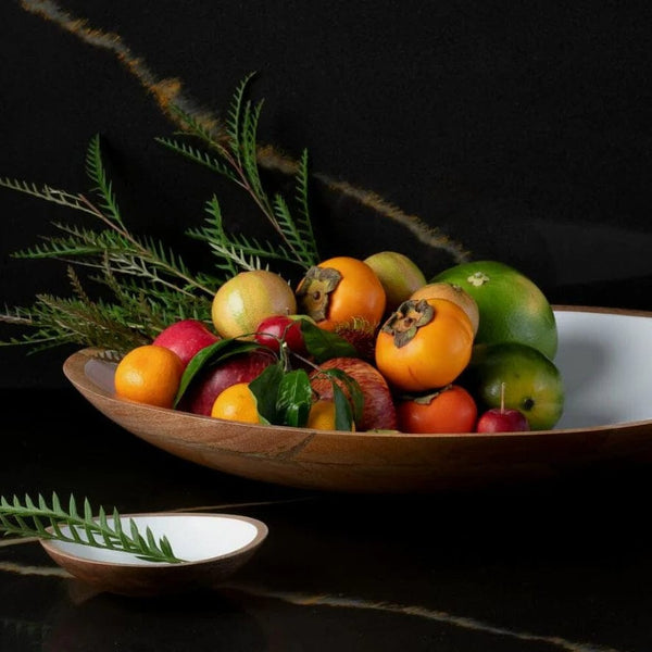 Enamel Shallow Serving Bowl in White