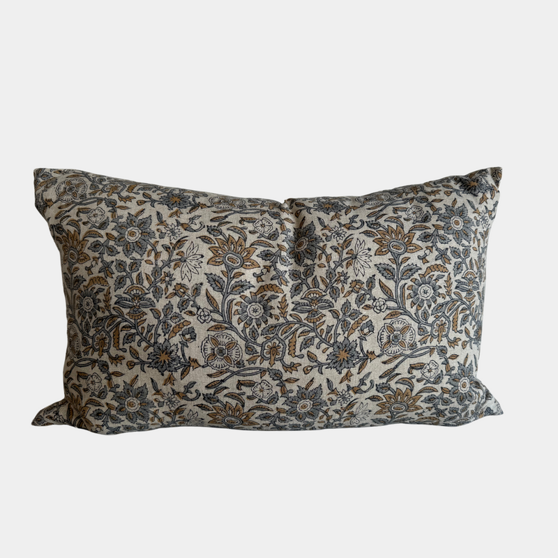 Mustard Floral Lumbar Pillow