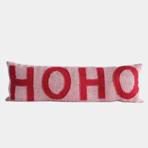 Holiday Ho Ho Red Cotton Pillow