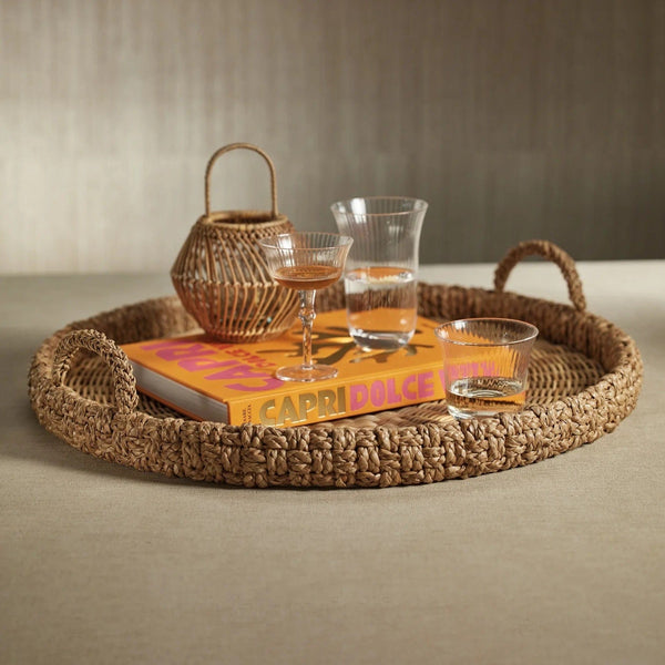 Seagrass Round Serving Tray