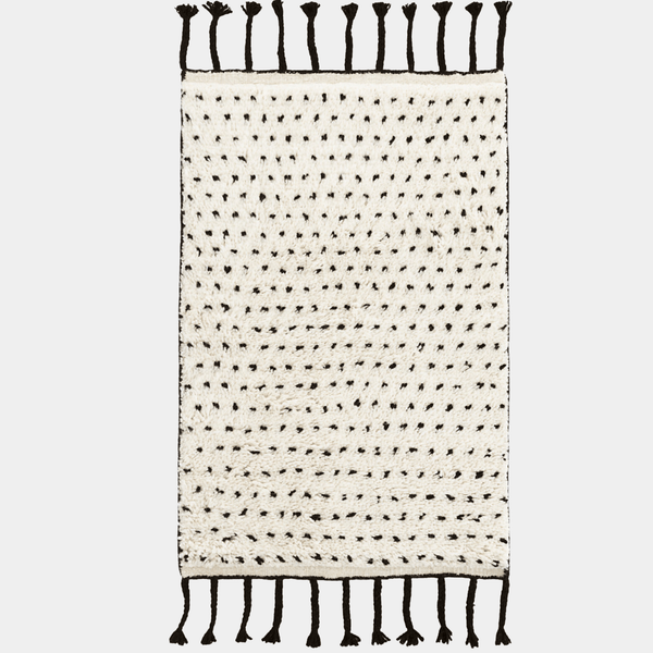Speck Black Hand Knotted Wool Rug with Tassels