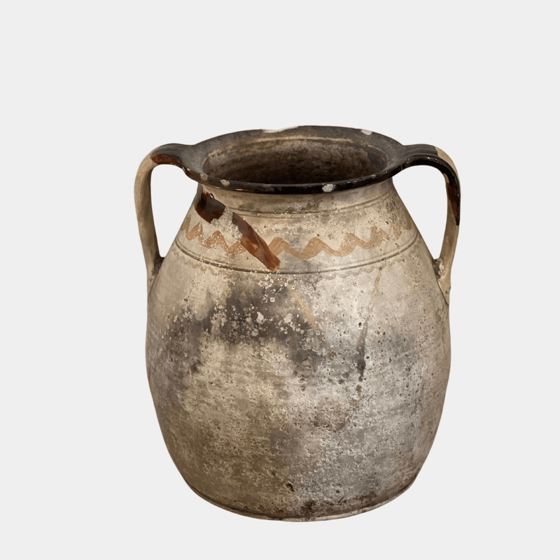Hand Painted Two Handle Terracotta Jar
