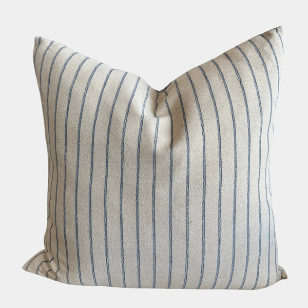 White & Blue Thin Stripe Pillow