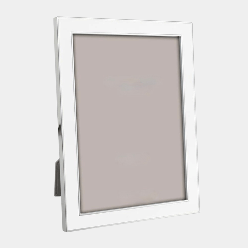 White Enamel and Silver Picture Frame