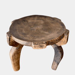 Vintage Wood Round Stool