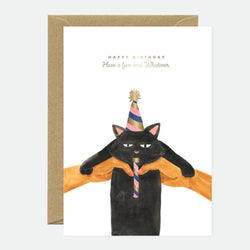 Gold Cat Birthday Card