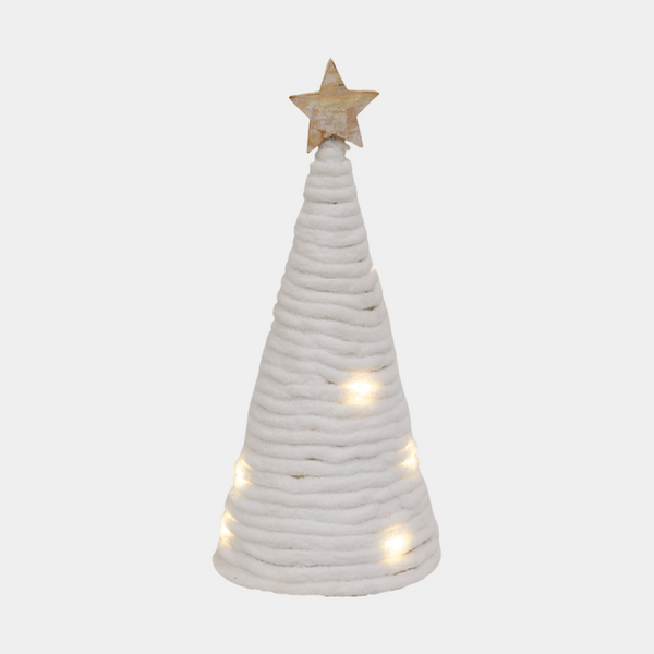 White Yarn Christmas Tree w/ Lights