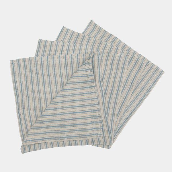 Stonewashed Linen Napkin in Blue Stripe