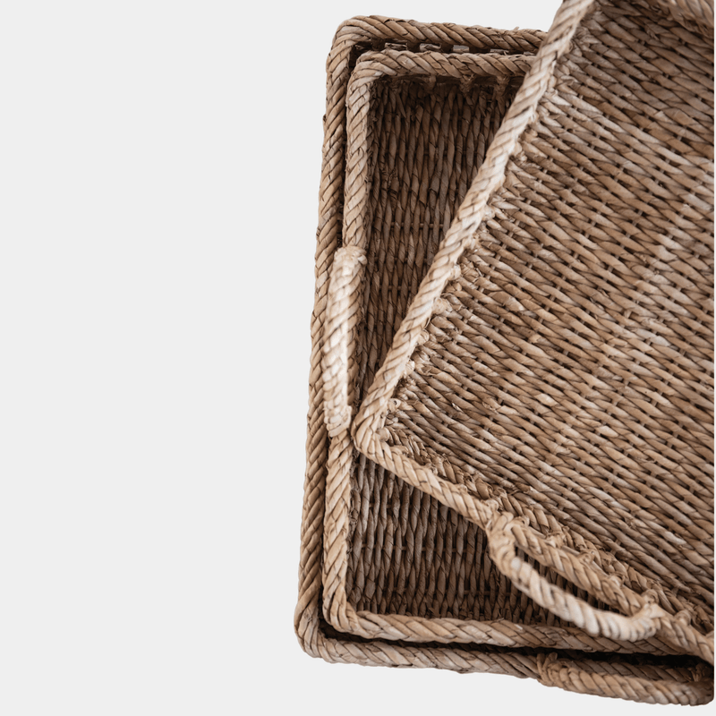 Decorative Woven Tray with Handle
