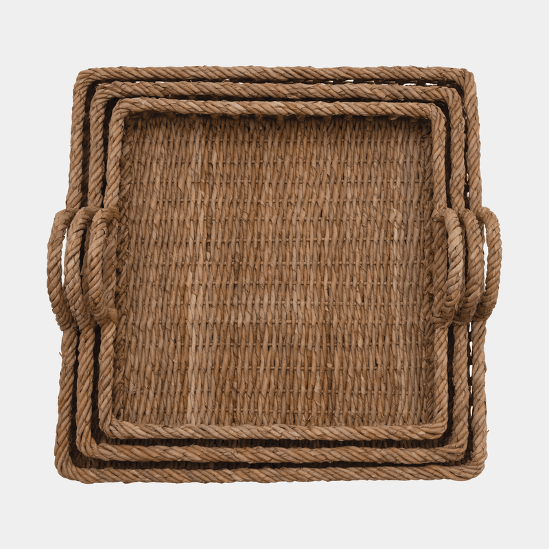 Decorative Woven Tray with Handle