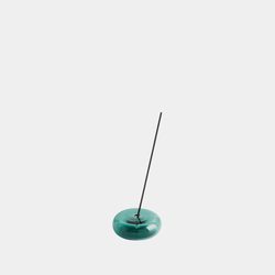 Glass Pebble Incense Holder in Teal