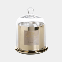 Holiday Gold Candle with Glass Dome