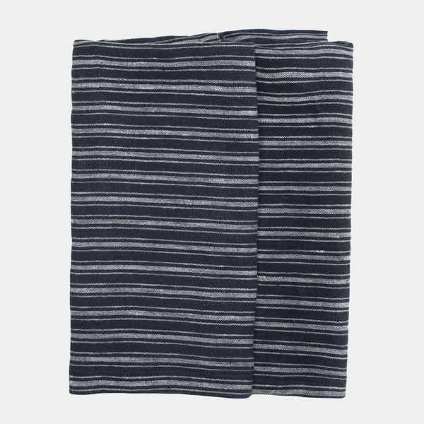 Stonewashed Linen Kitchen Towels in Navy Stripe