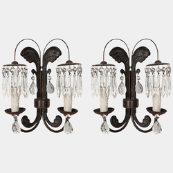 Vintage Butterfly Crystal Sconces