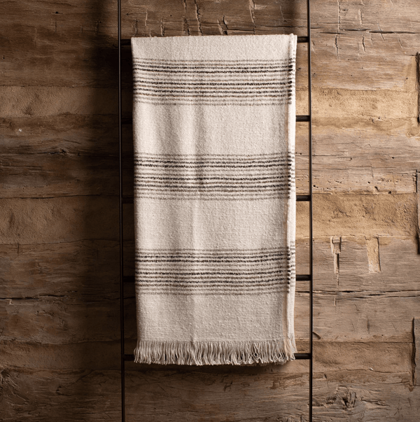 Natural Linen Stripe Throw Blanket