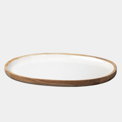 Enamel Oval Serving Platter in White