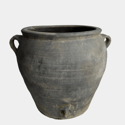 Large Vintage Clay Pot with Handles