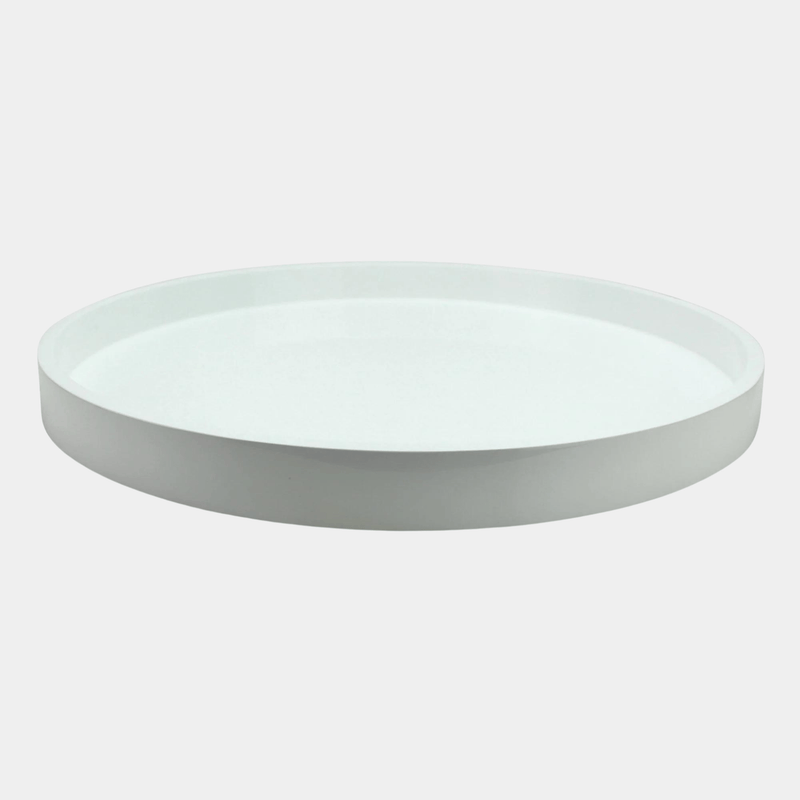 White Round Lacquer Tray