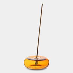 Glass Pebble Incense Holder in Amber